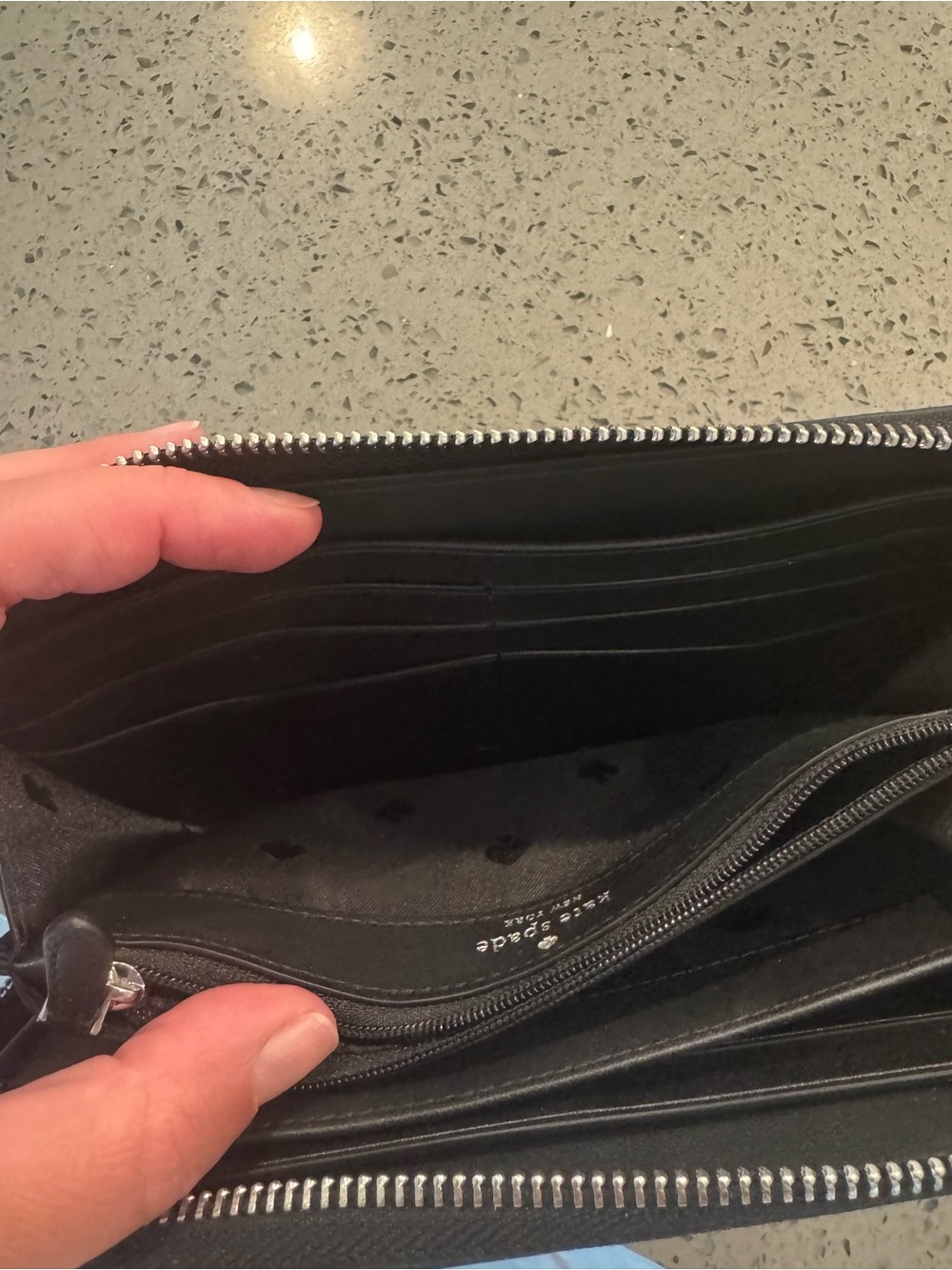 kate spade White and Gray Saffiano Zip Wallet - Picture 5 of 6